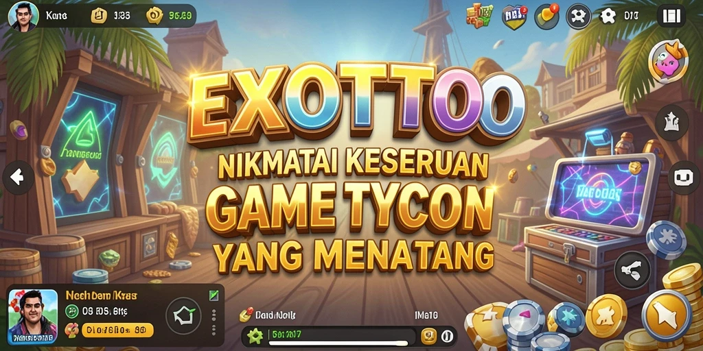 Tangkapan layar gameplay EXOTOTO menampilkan suasana manajemen bisnis Tycoon.