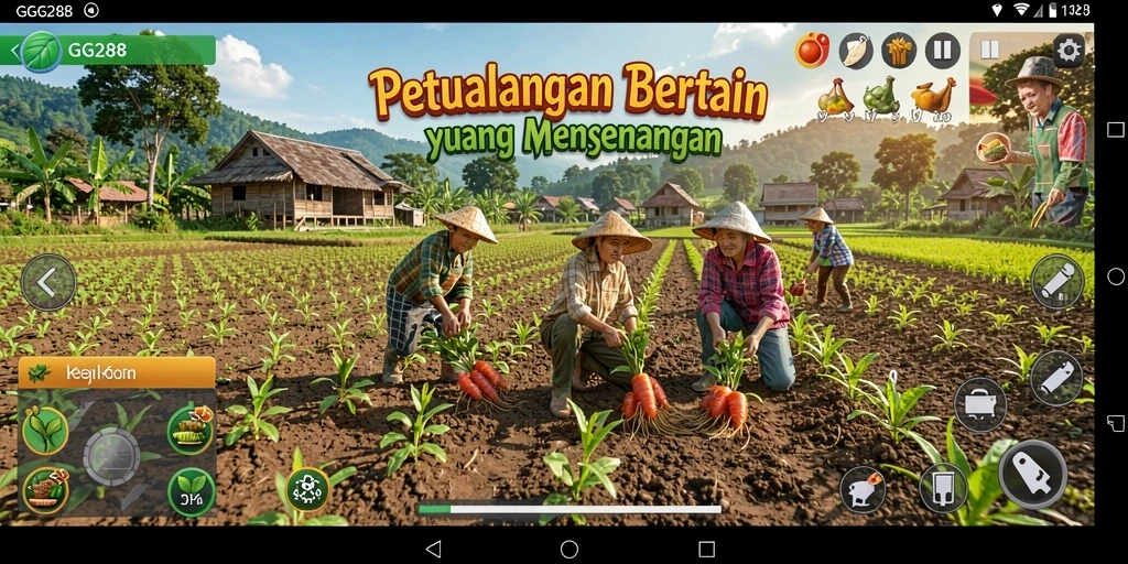 Screenshot gameplay GG288 menampilkan petualangan bertani yang seru.