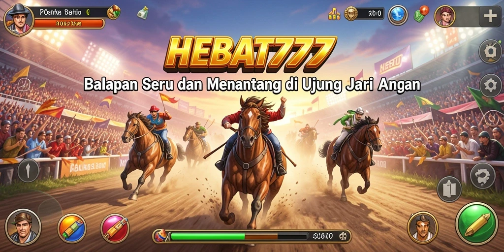 Gameplay HEBAT777 memperlihatkan balapan seru dengan berbagai mobil balap.