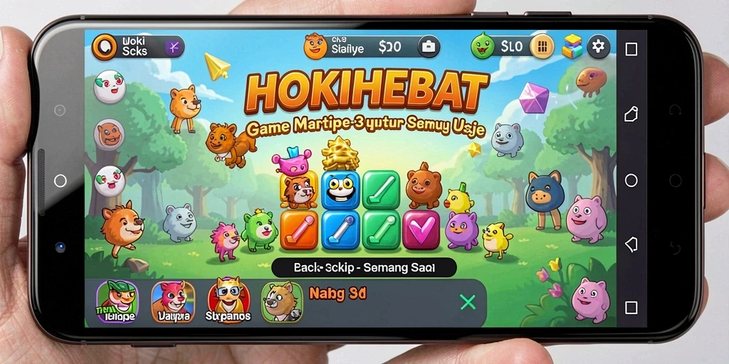 Screenshot gameplay HOKIHEBAT menampilkan aksi seru permainan Match-3