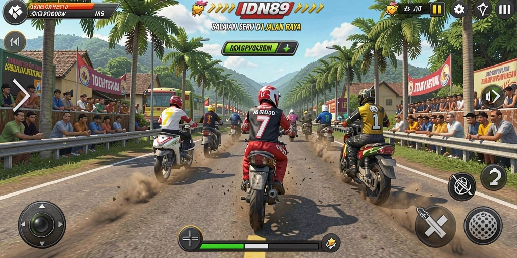Gameplay balapan seru di IDN89 dengan grafik menakjubkan.