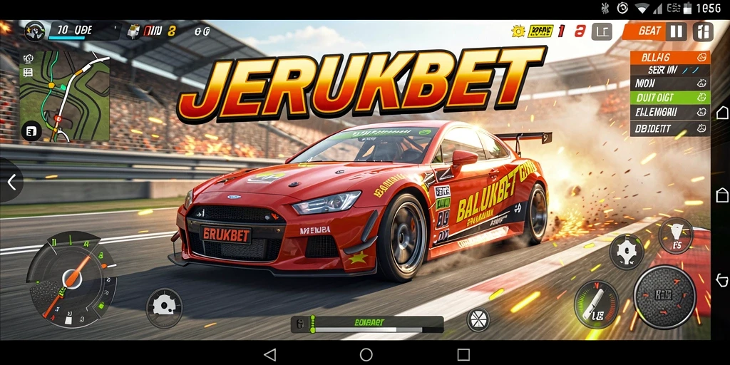 Tampilan layar gameplay seru di JERUKBET dengan aksi balap yang penuh adrenalin.