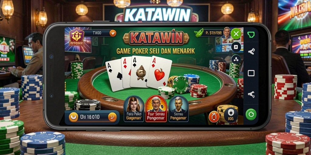 Tampilan gameplay Poker yang seru di KATAWIN dengan pemain aktif.