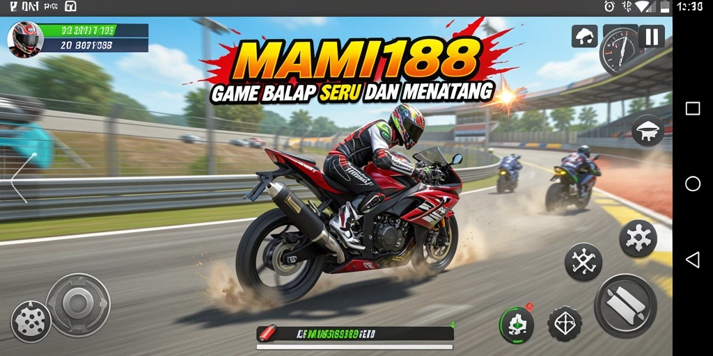 Screenshot gameplay balap motor di MAMI188 yang menegangkan.