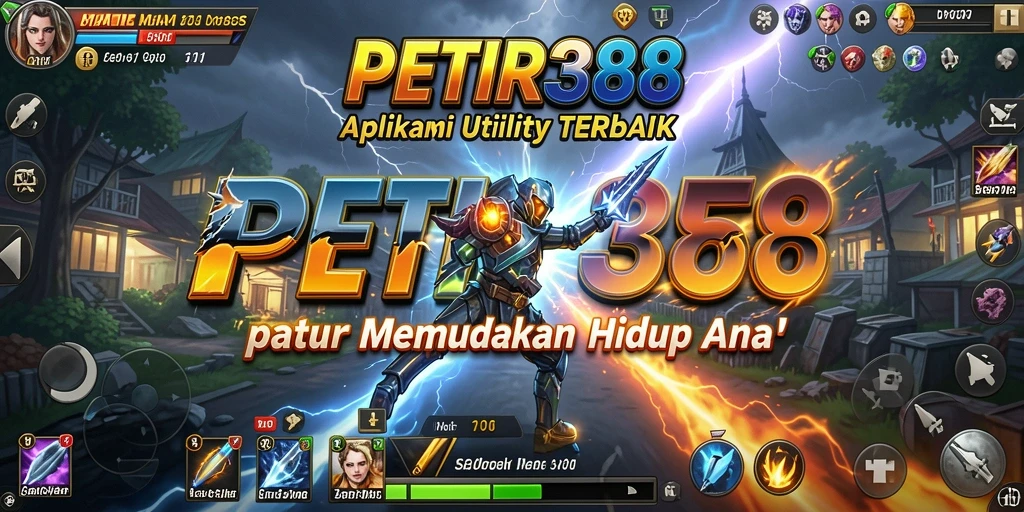Tangkapan layar utama aplikasi PETIR388 yang menunjukkan fitur aplikasi Utility.