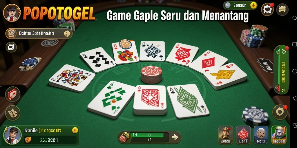 Tangkapan layar utama POPOTOGEL menampilkan momen seru dalam permainan Gaple.
