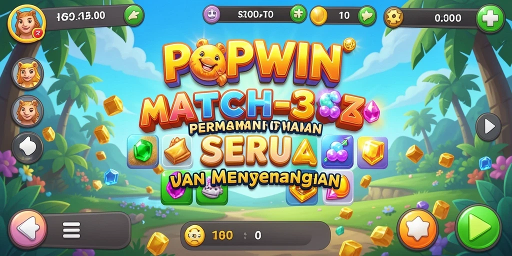 Screenshot gameplay POPWIN dengan aksi seru Match-3.
