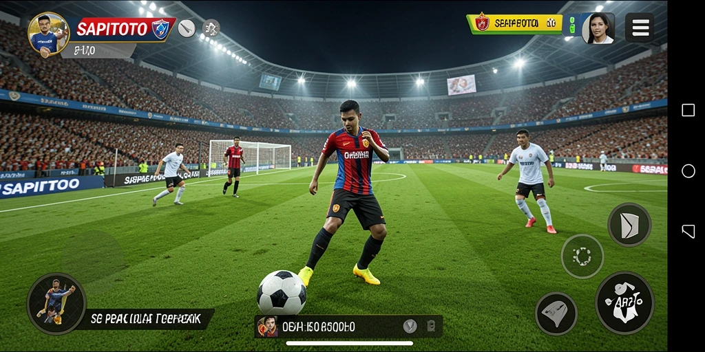 Screenshot SAPITOTO menunjukkan aksi menegangkan dalam permainan sepak bola.