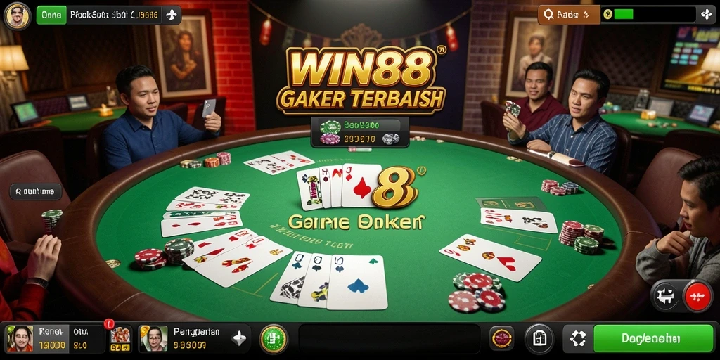 Tampilan gameplay Poker yang seru dan mendebarkan di WIN88.