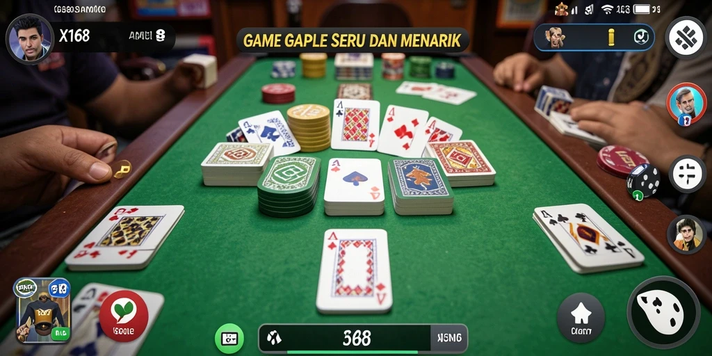 Tampilan gameplay seru dari X168 dalam permainan Gaple.